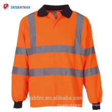 Camisa barata del polo de la seguridad vial reflectante de la manga larga anaranjada / amarilla del OEM hola con la impresión de encargo del logotipo